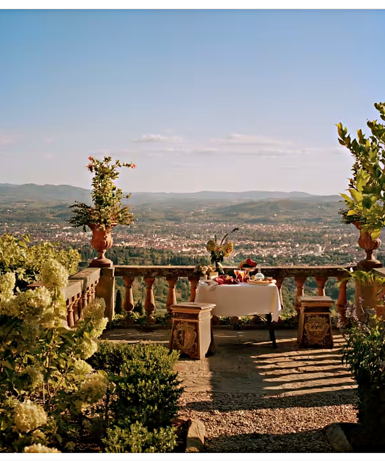A terrace overlooking the Tuscan countryside